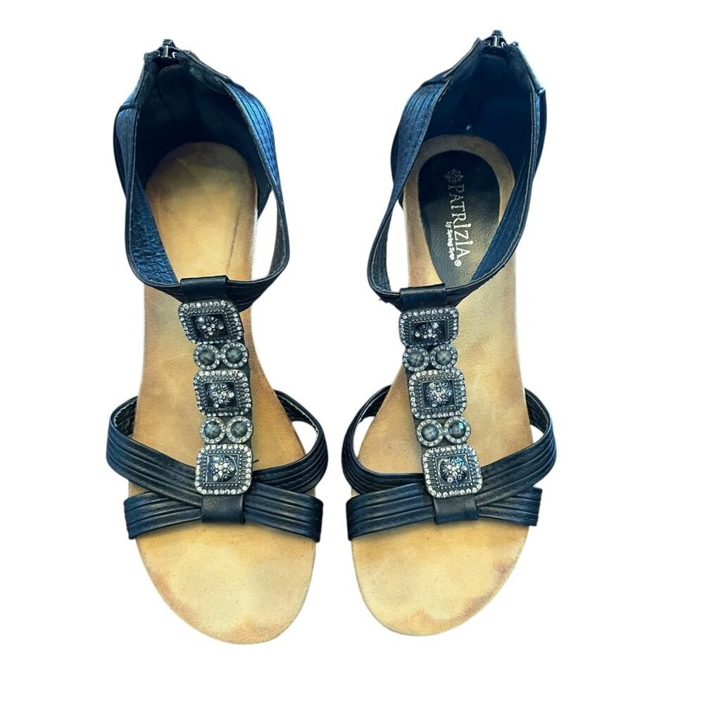 Patrizia by Spring Step Black Leather “Mauve” Wedge Sandals Size 40 - Picture 3 of 10